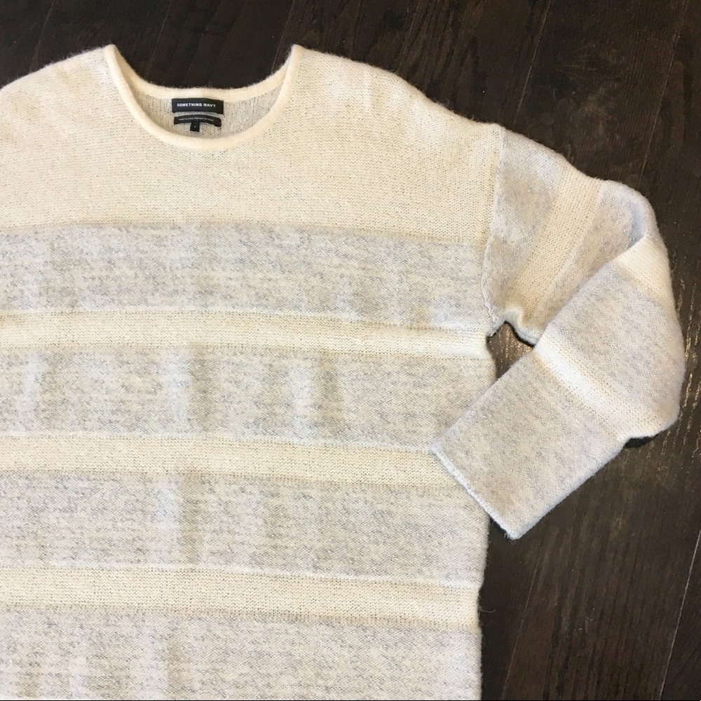 Something Navy Metallic Striped Oversized Sweater Dress - Picture 13 of 16